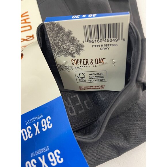 Copper & Oak Supply Co. NWT Men's Straight Fit Stretch Tech Pant, 36x30 Gray - Picture 6 of 6